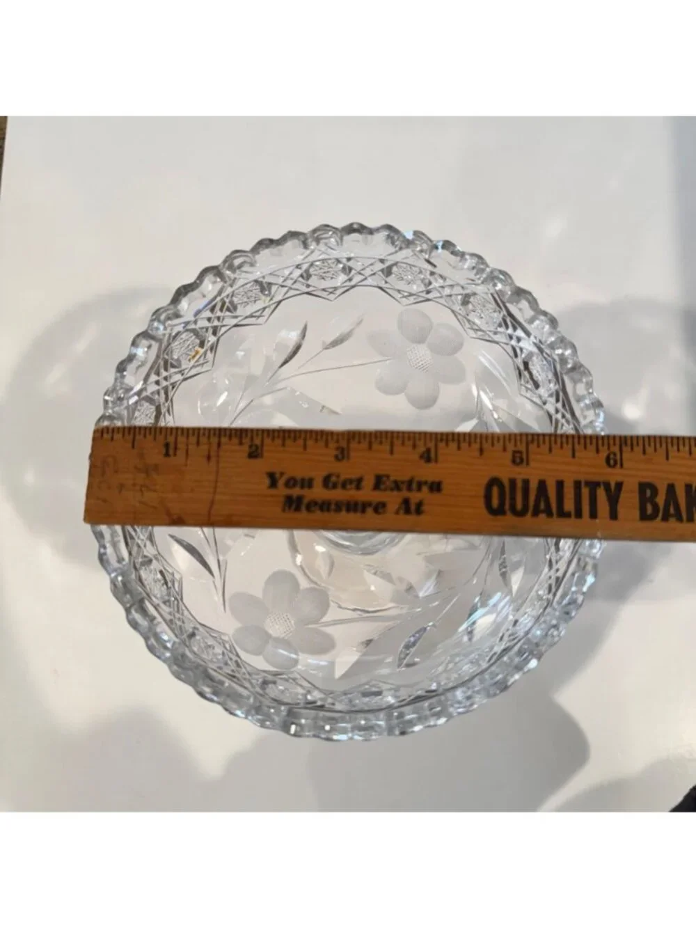 Cut Glass Etched Clear Compote Pedestal Dish Centerpiece 8" Tall Floral Vintage - Picture 6 of 13